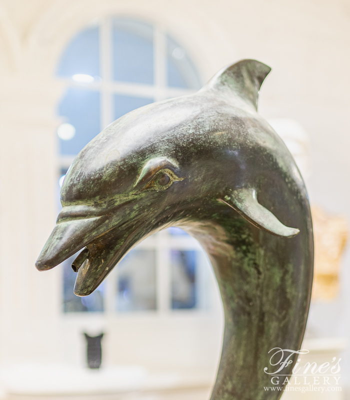 Bronze Fountains  - Happy Dolphin In Bronze Fountain - BF-539